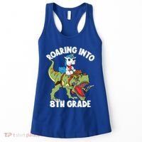 Roaring Into 8th Grade Unicorn Riding Dinosaur Gift Women's Tank Top thumb 0
