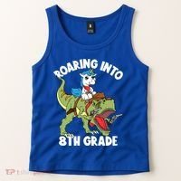Roaring Into 8th Grade Unicorn Riding Dinosaur Gift Tank Top thumb 2