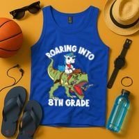 Roaring Into 8th Grade Unicorn Riding Dinosaur Gift Tank Top thumb 4