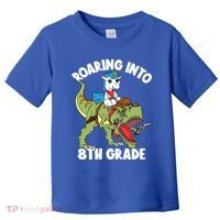 Roaring Into 8th Grade Unicorn Riding Dinosaur Gift Toddler T-Shirt thumb 0