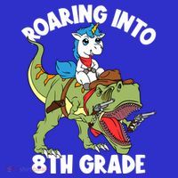 Roaring Into 8th Grade Unicorn Riding Dinosaur Gift Visor thumb 3