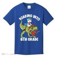 Roaring Into 8th Grade Unicorn Riding Dinosaur Gift Kids T-Shirt thumb 0