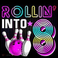 Rollin Into 8 Bowling Birthday Party 8th Birthday Retro Girl Stripe Pom Pom Beanie thumb 2
