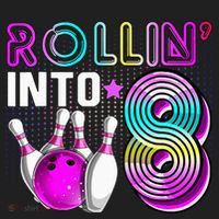Rollin Into 8 Bowling Birthday Party 8th Birthday Retro Girl Beanie thumb 2