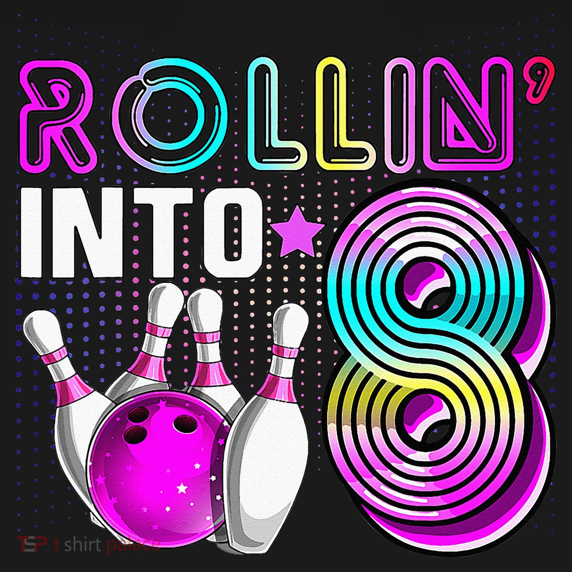 Rollin Into 8 Bowling Birthday Party 8th Birthday Retro Girl Mousepad