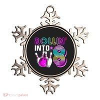 Rollin Into 8 Bowling Birthday Party 8th Birthday Retro Girl Ornament thumb 0