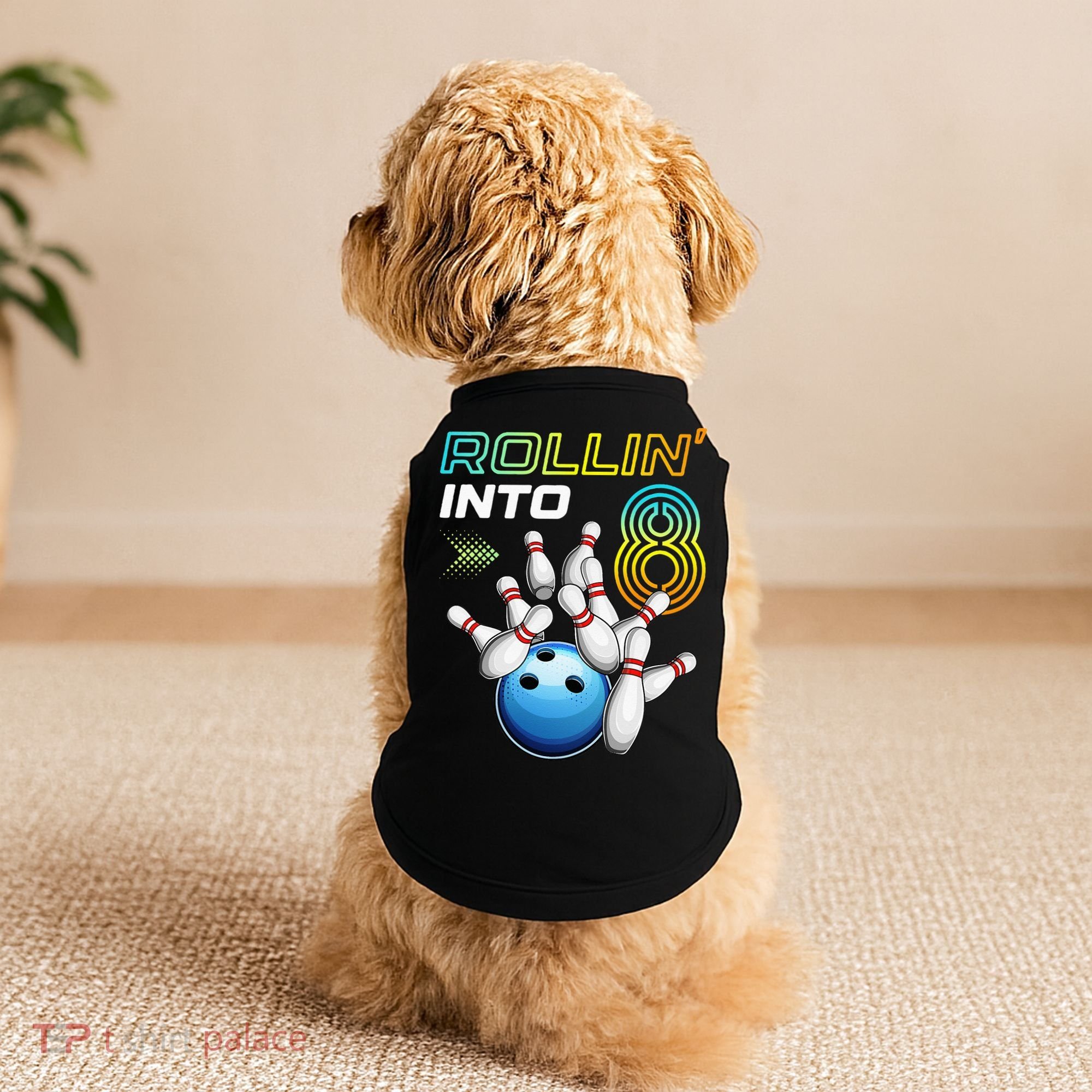 Rollin Into 8 Retro Bowling Birthday Party 8th Birthday Doggie Tank