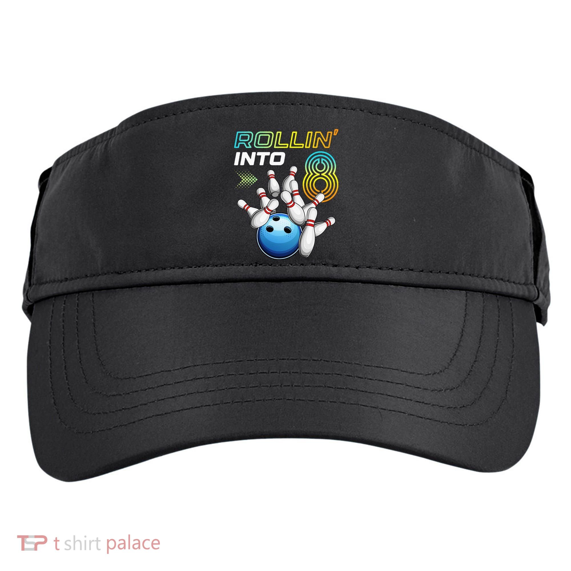Rollin Into 8 Retro Bowling Birthday Party 8th Birthday Adult Drive Performance Visor
