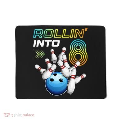 Rollin Into 8 Retro Bowling Birthday Party 8th Birthday Mousepad