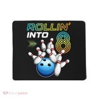 Rollin Into 8 Retro Bowling Birthday Party 8th Birthday Mousepad thumb 0