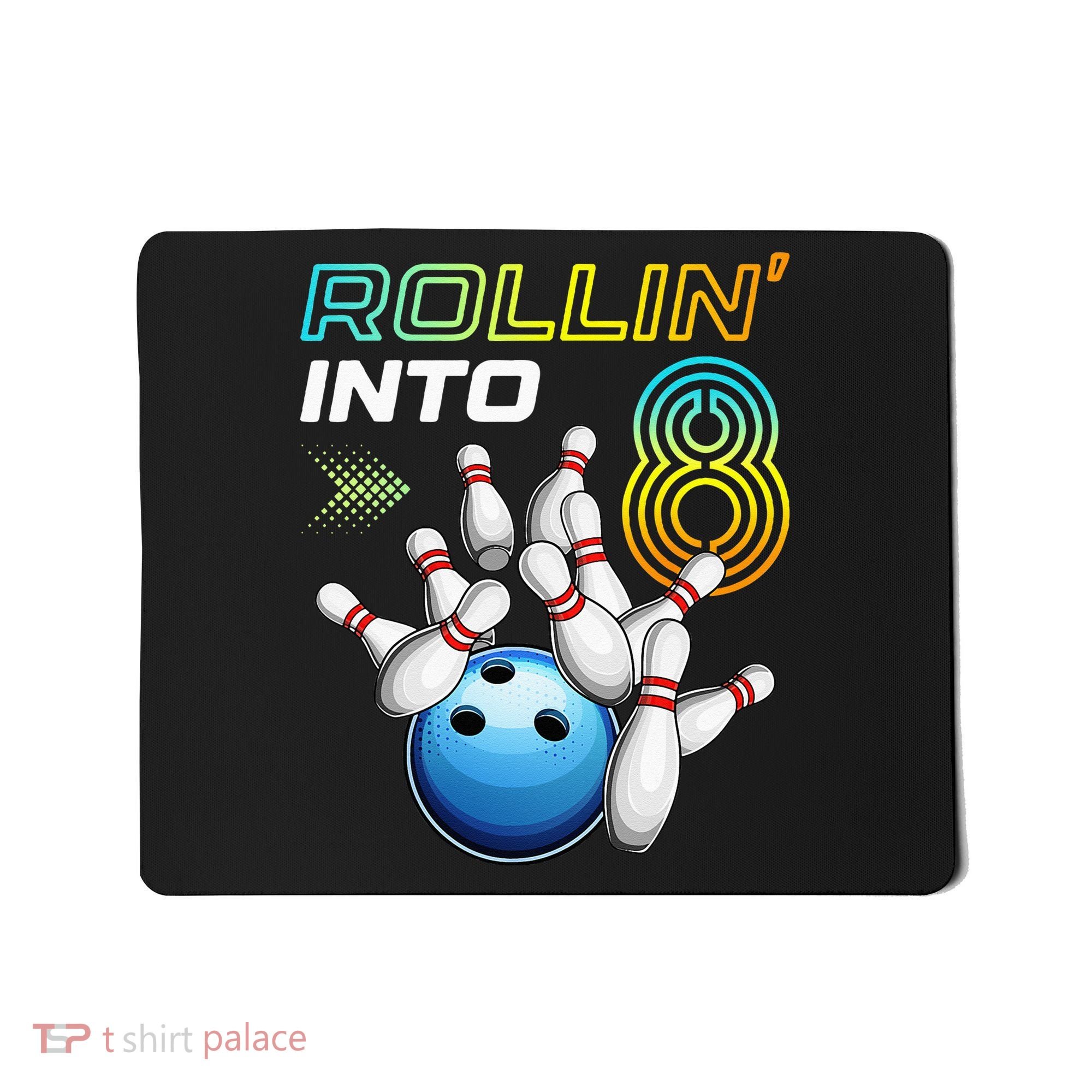 Rollin Into 8 Retro Bowling Birthday Party 8th Birthday Mousepad