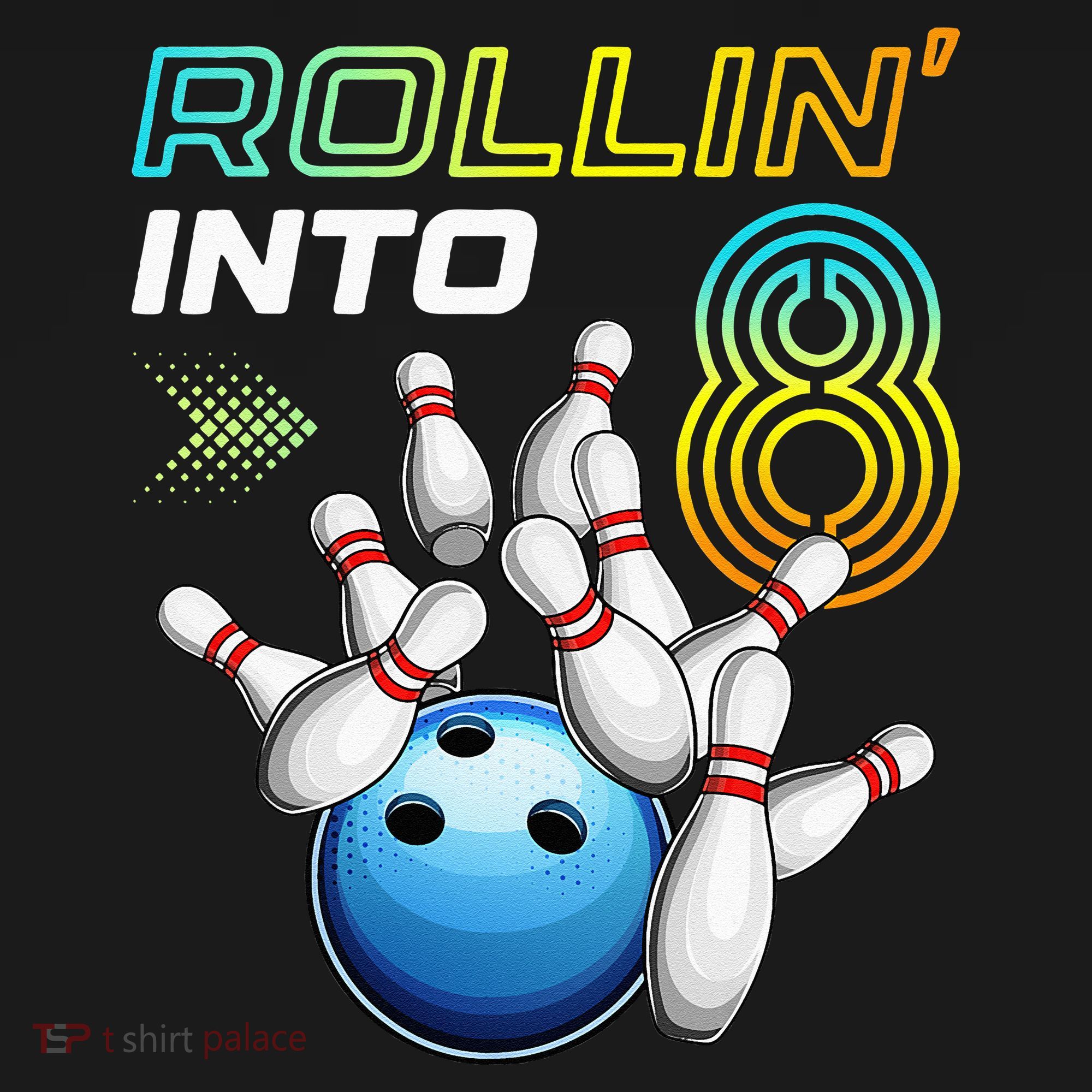 Rollin Into 8 Retro Bowling Birthday Party 8th Birthday Mousepad