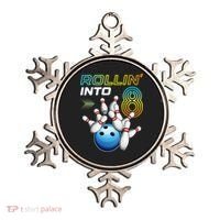 Rollin Into 8 Retro Bowling Birthday Party 8th Birthday Ornament thumb 0