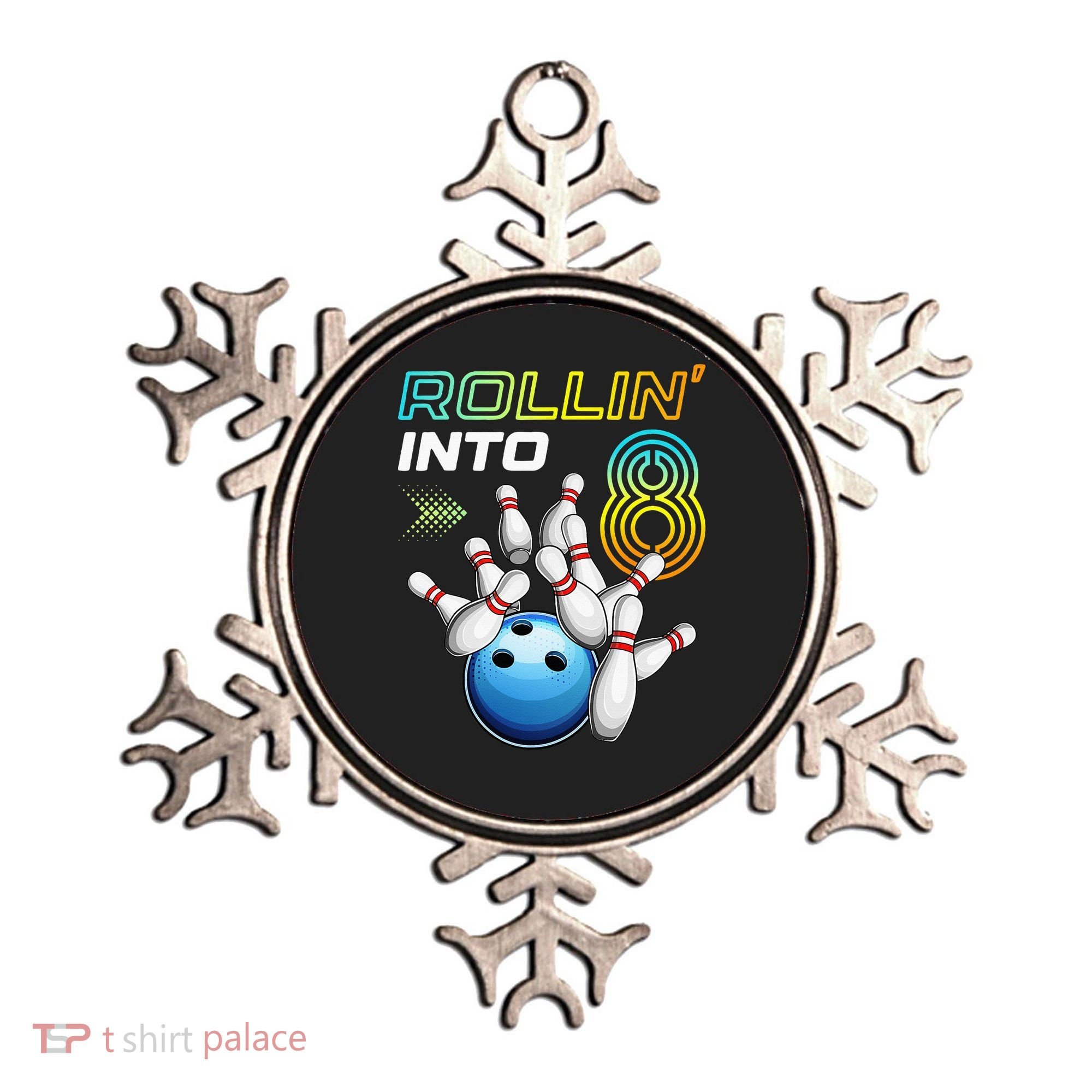 Rollin Into 8 Retro Bowling Birthday Party 8th Birthday Ornament