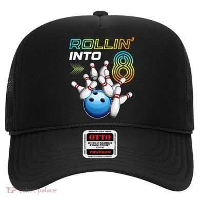 Rollin Into 8 Retro Bowling Birthday Party 8th Birthday Hat
