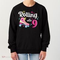 Rolling Into 9 Birthday Roller Skates 9th Birthday Women's Sweatshirt thumb 0