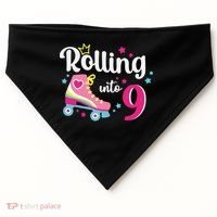 Rolling Into 9 Birthday Roller Skates 9th Birthday USA-Made Doggie Bandana thumb 0