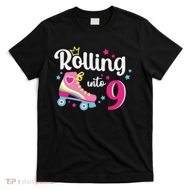 Rolling Into 9 Birthday Roller Skates 9th Birthday T-Shirt