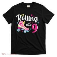 Rolling Into 9 Birthday Roller Skates 9th Birthday T-Shirt thumb 0