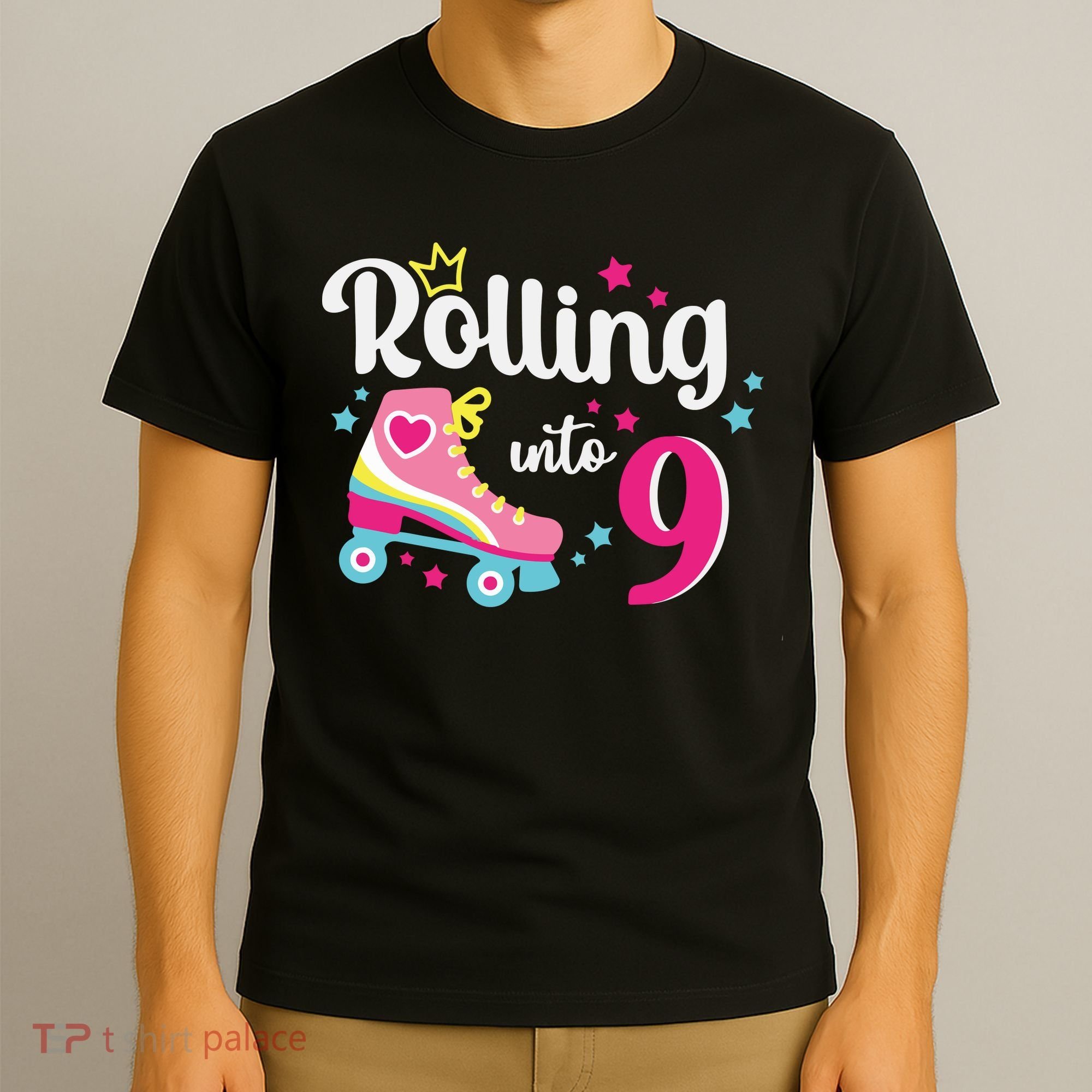 Rolling Into 9 Birthday Roller Skates 9th Birthday T-Shirt