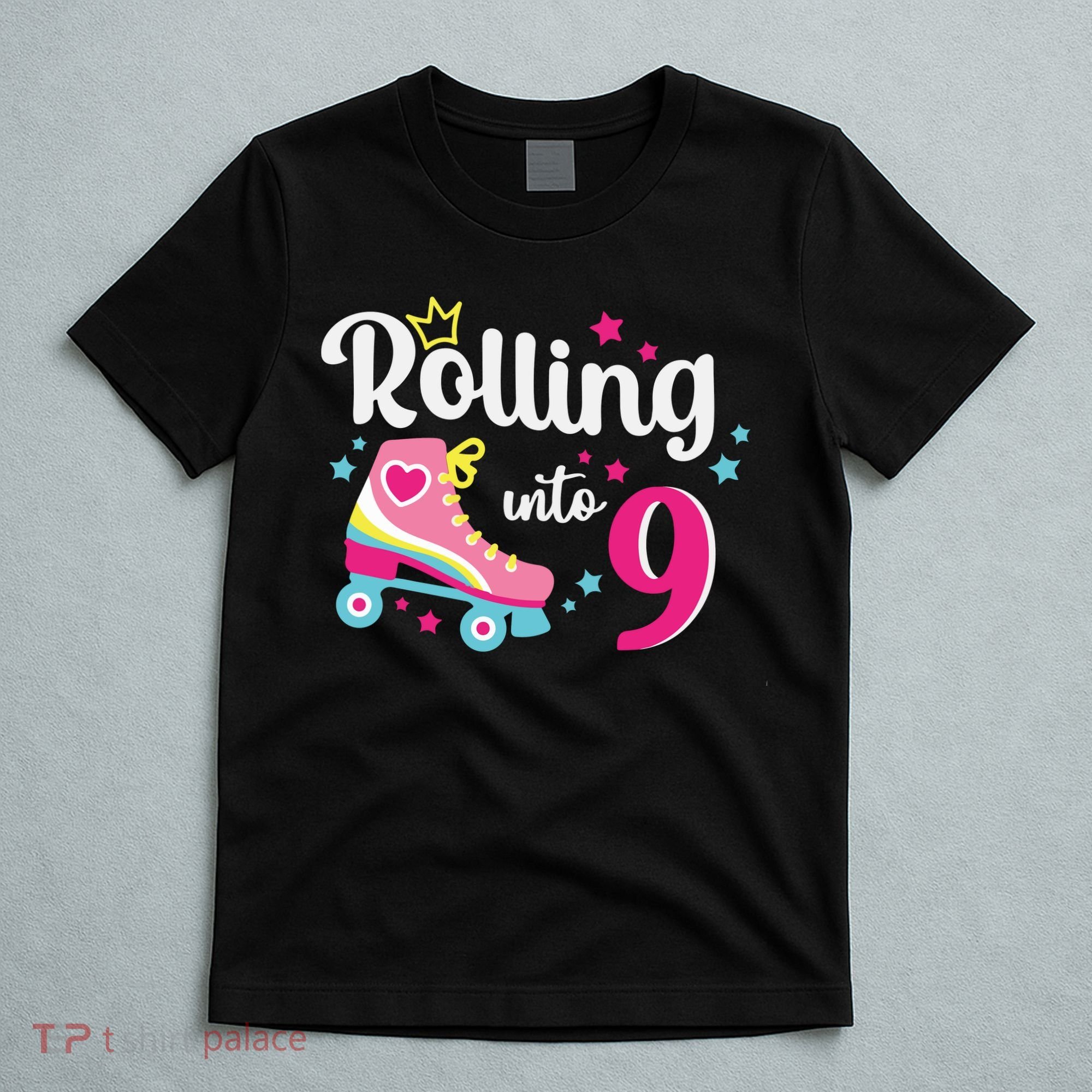 Rolling Into 9 Birthday Roller Skates 9th Birthday T-Shirt