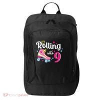Rolling Into 9 Birthday Roller Skates 9th Birthday City Backpack thumb 0