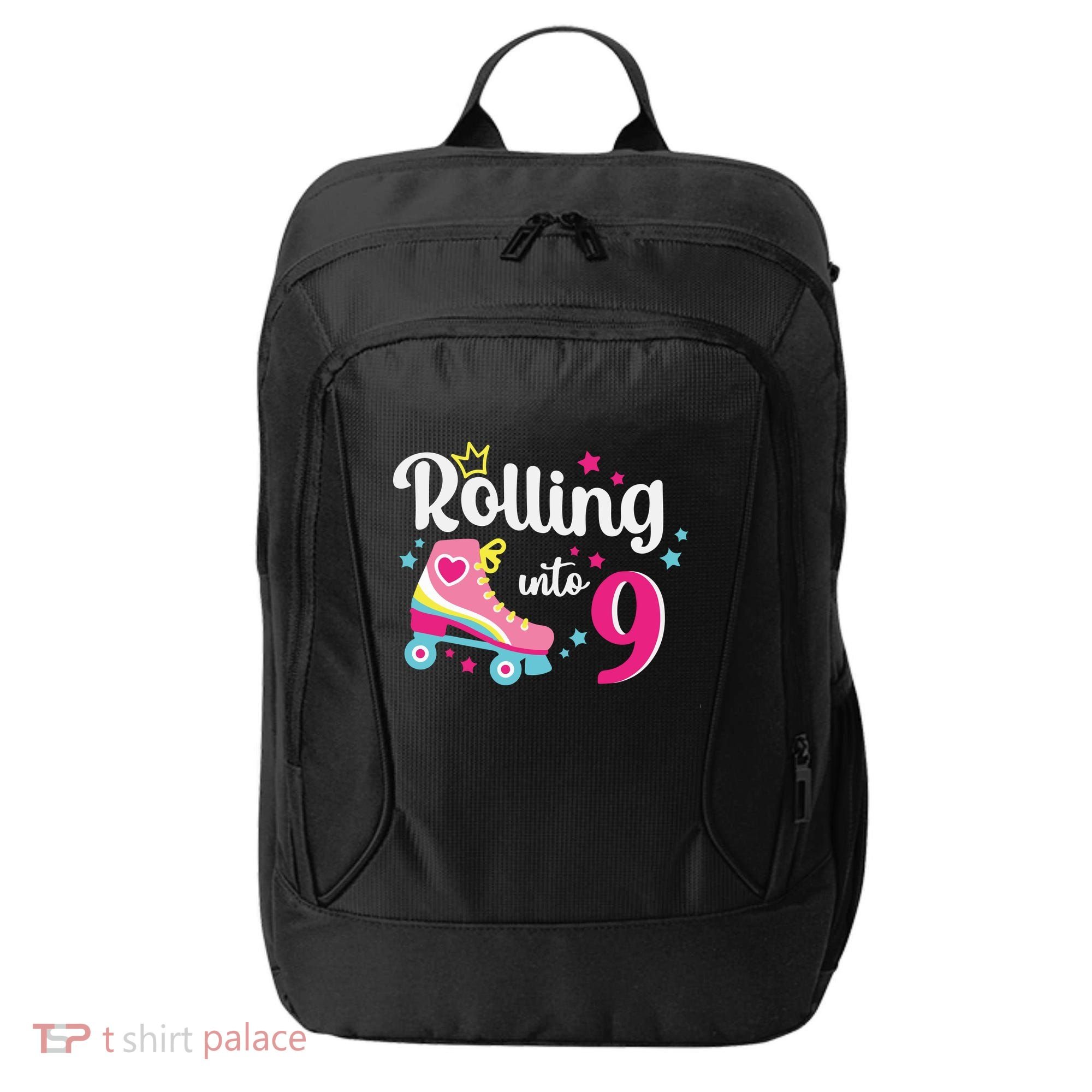 Rolling Into 9 Birthday Roller Skates 9th Birthday City Backpack