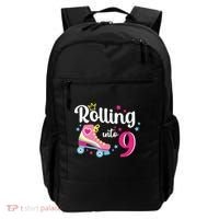 Rolling Into 9 Birthday Roller Skates 9th Birthday Backpack thumb 0