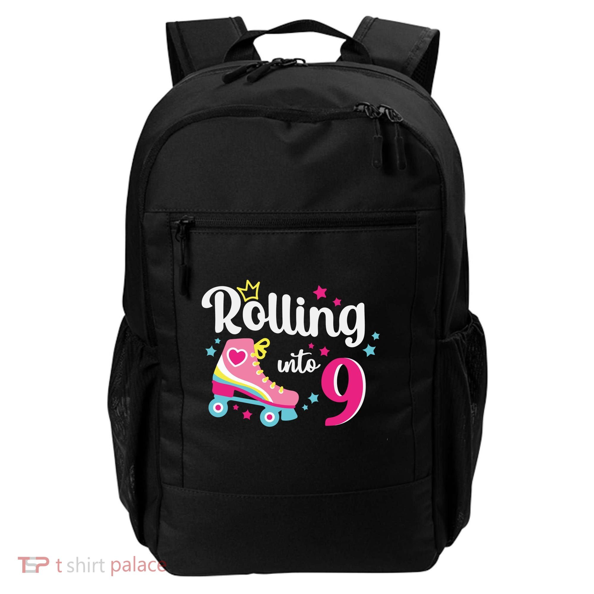Rolling Into 9 Birthday Roller Skates 9th Birthday Backpack