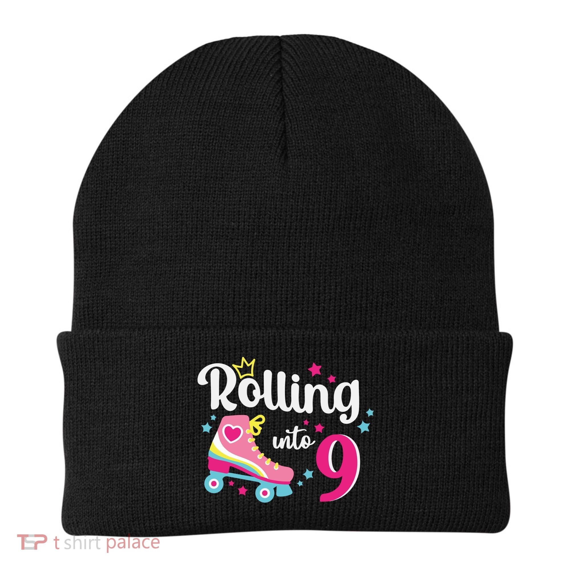 Rolling Into 9 Birthday Roller Skates 9th Birthday Beanie