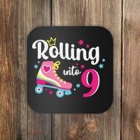 Rolling Into 9 Birthday Roller Skates 9th Birthday Coaster thumb 0