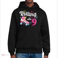 Rolling Into 9 Birthday Roller Skates 9th Birthday District V.I.T. Heavyweight Hoodie thumb 0