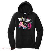 Rolling Into 9 Birthday Roller Skates 9th Birthday Women's Hoodie thumb 0