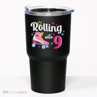 Rolling Into 9 Birthday Roller Skates 9th Birthday Tumbler thumb 0