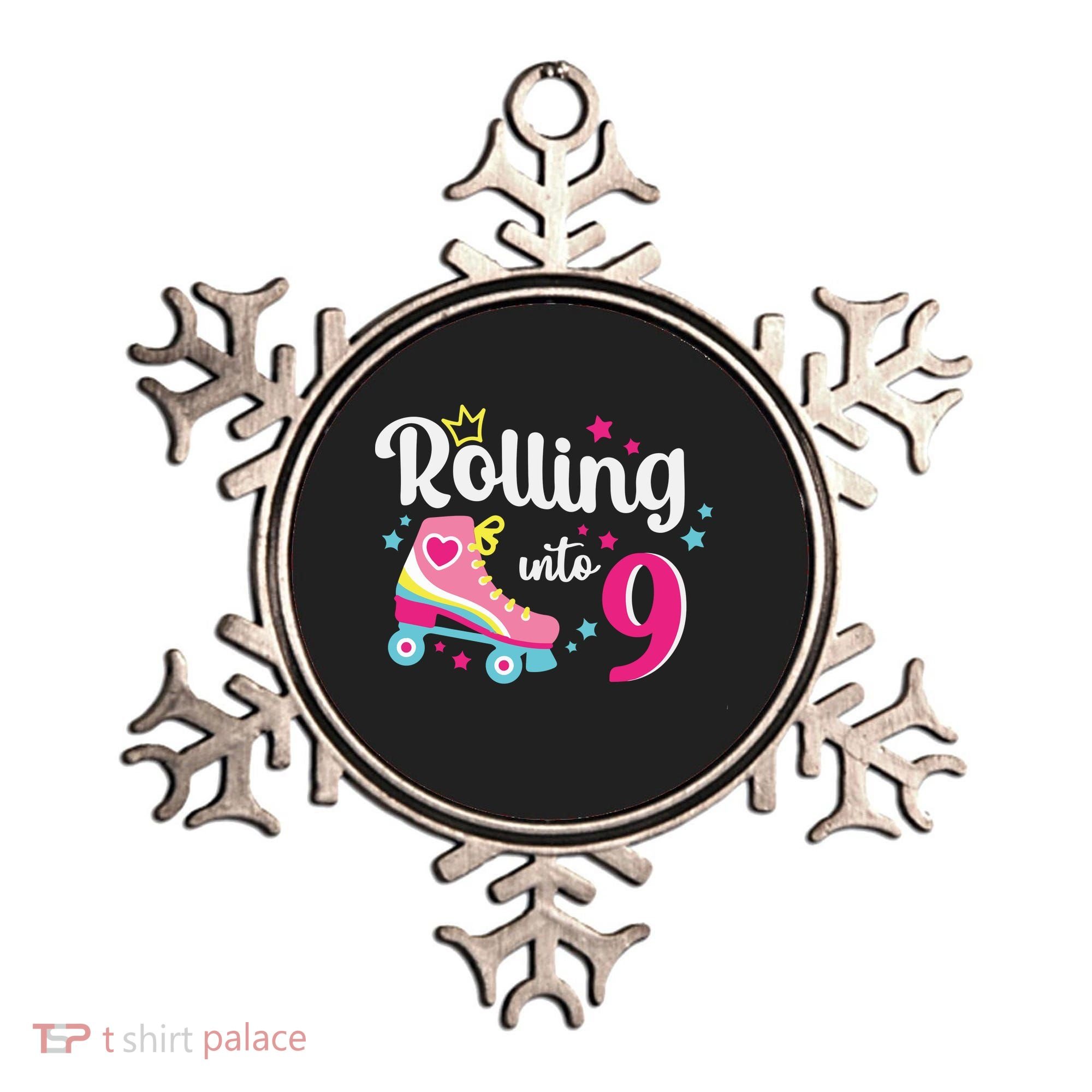 Rolling Into 9 Birthday Roller Skates 9th Birthday Ornament