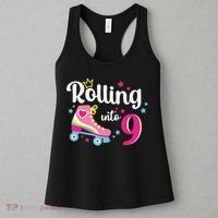 Rolling Into 9 Birthday Roller Skates 9th Birthday Women's Tank Top thumb 3