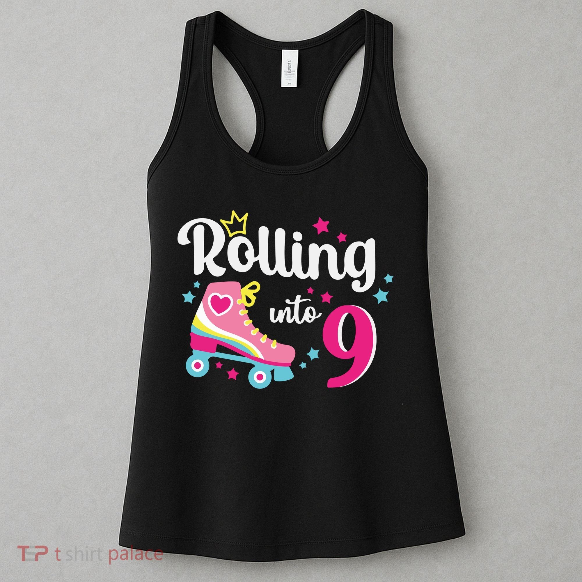 Rolling Into 9 Birthday Roller Skates 9th Birthday Women's Tank Top