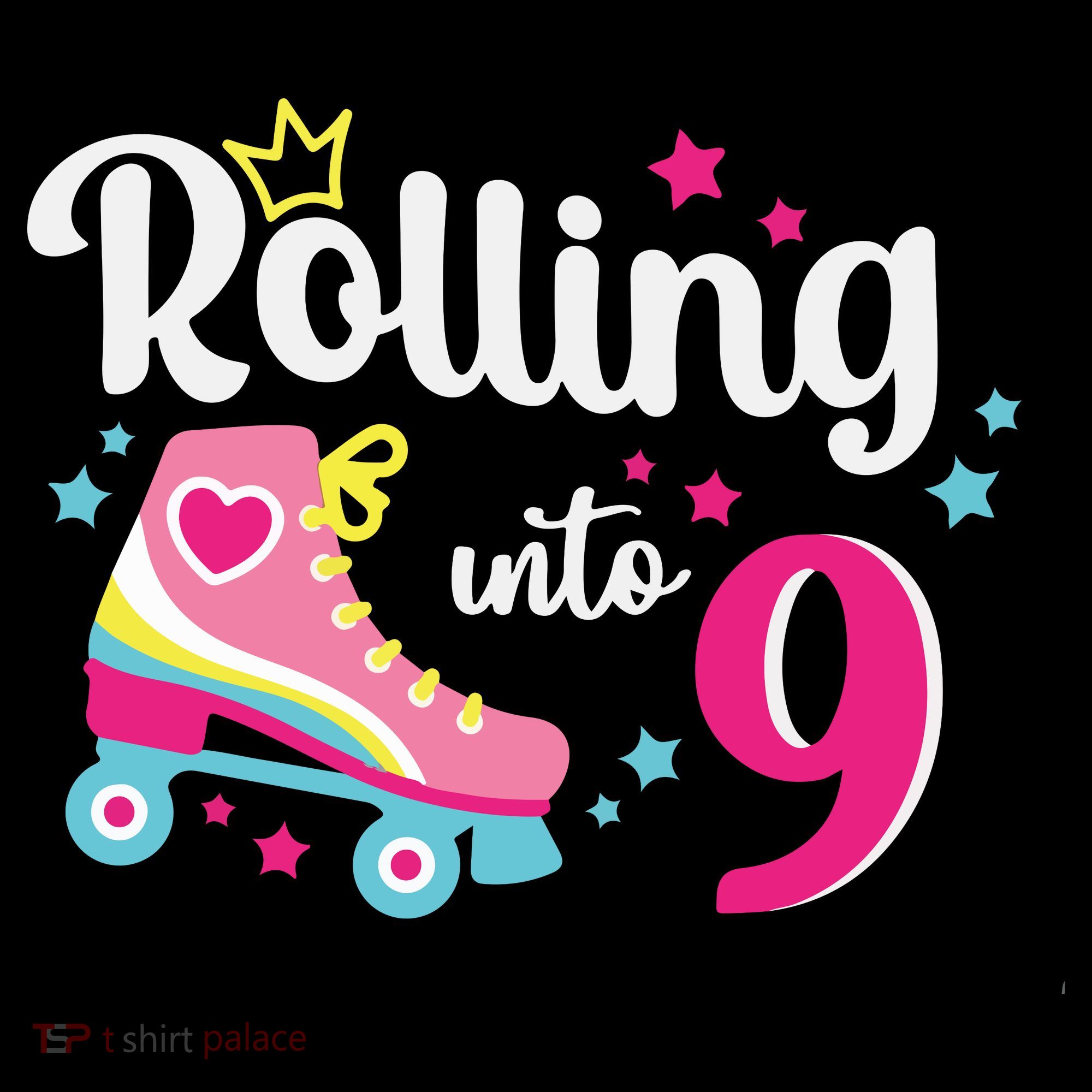 Rolling Into 9 Birthday Roller Skates 9th Birthday Baby Bodysuit