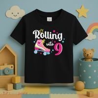 Rolling Into 9 Birthday Roller Skates 9th Birthday Toddler T-Shirt thumb 3