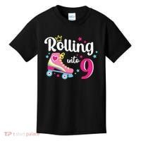 Rolling Into 9 Birthday Roller Skates 9th Birthday Kids T-Shirt thumb 0