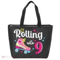 Rolling Into 9 Birthday Roller Skates 9th Birthday Tote Bag thumb 0