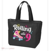 Rolling Into 9 Birthday Roller Skates 9th Birthday Tote Bag thumb 3