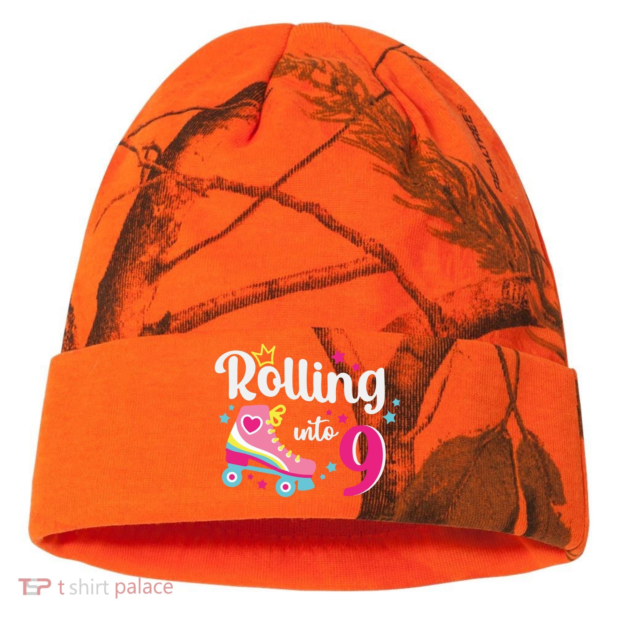 Rolling Into 9 Birthday Roller Skates 9th Birthday Kati Licensed 12" Camo Cuffed Beanie