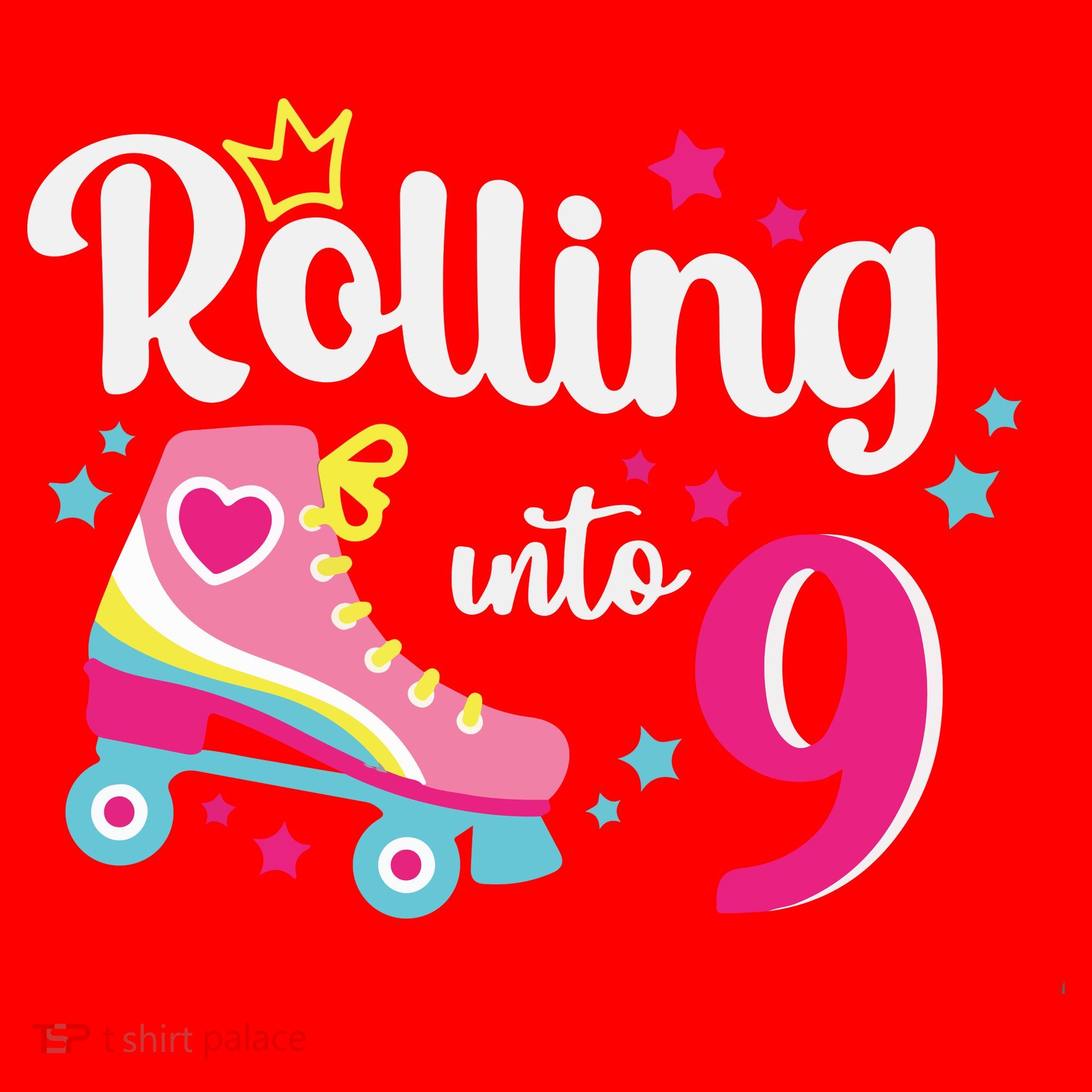 Rolling Into 9 Birthday Roller Skates 9th Birthday Santa Hat