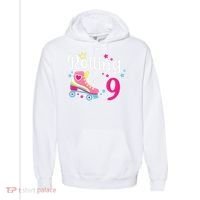 Rolling Into 9 Birthday Roller Skates 9th Birthday Comfort Colors Garment-Dyed Hooded Sweatshirt thumb 0