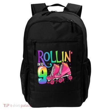 Rolling Into 9 Years Old Roller Skating Girl 9th Birthday Backpack