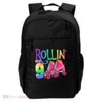 Rolling Into 9 Years Old Roller Skating Girl 9th Birthday Backpack thumb 0