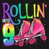 Rolling Into 9 Years Old Roller Skating Girl 9th Birthday Backpack thumb 2