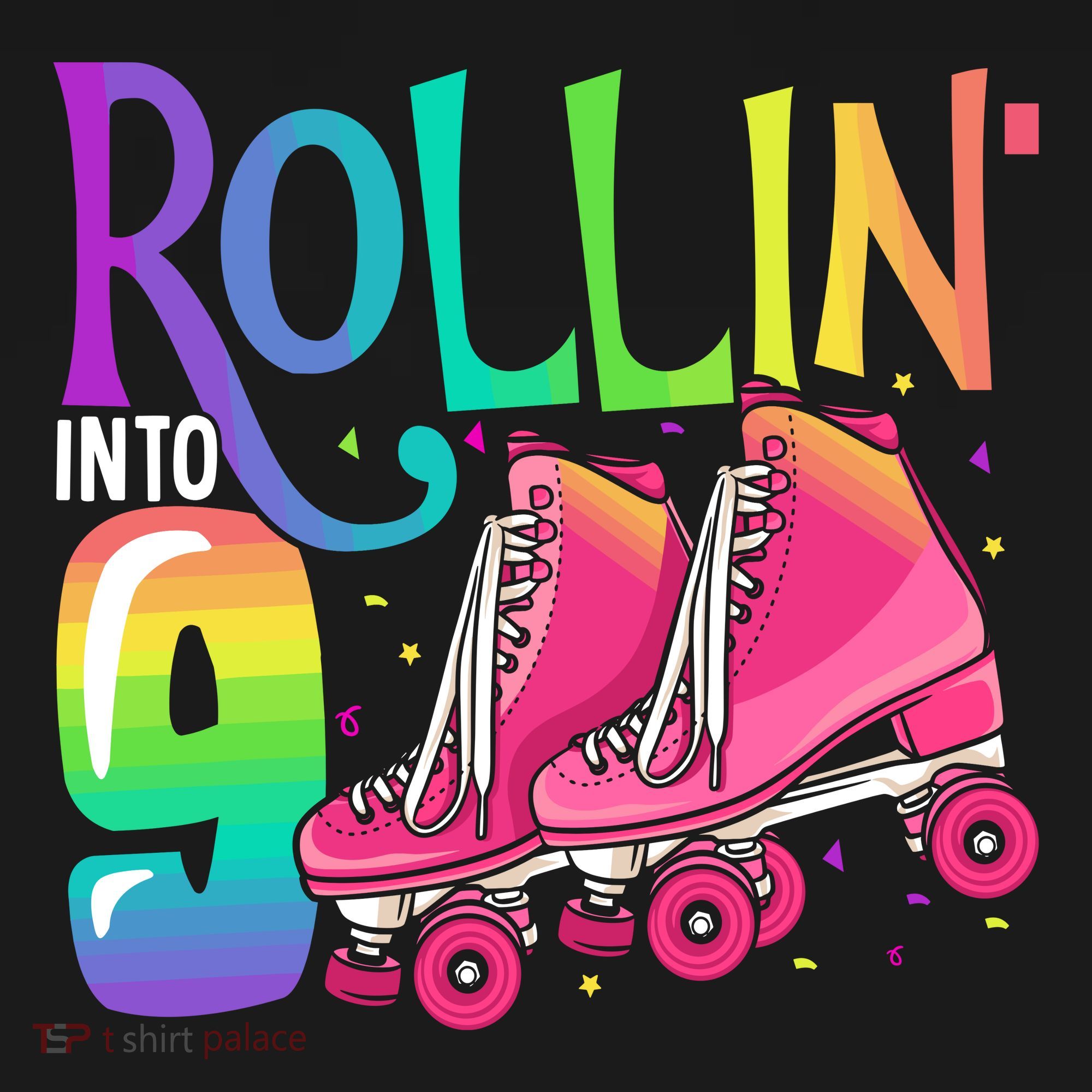 Rolling Into 9 Years Old Roller Skating Girl 9th Birthday Backpack