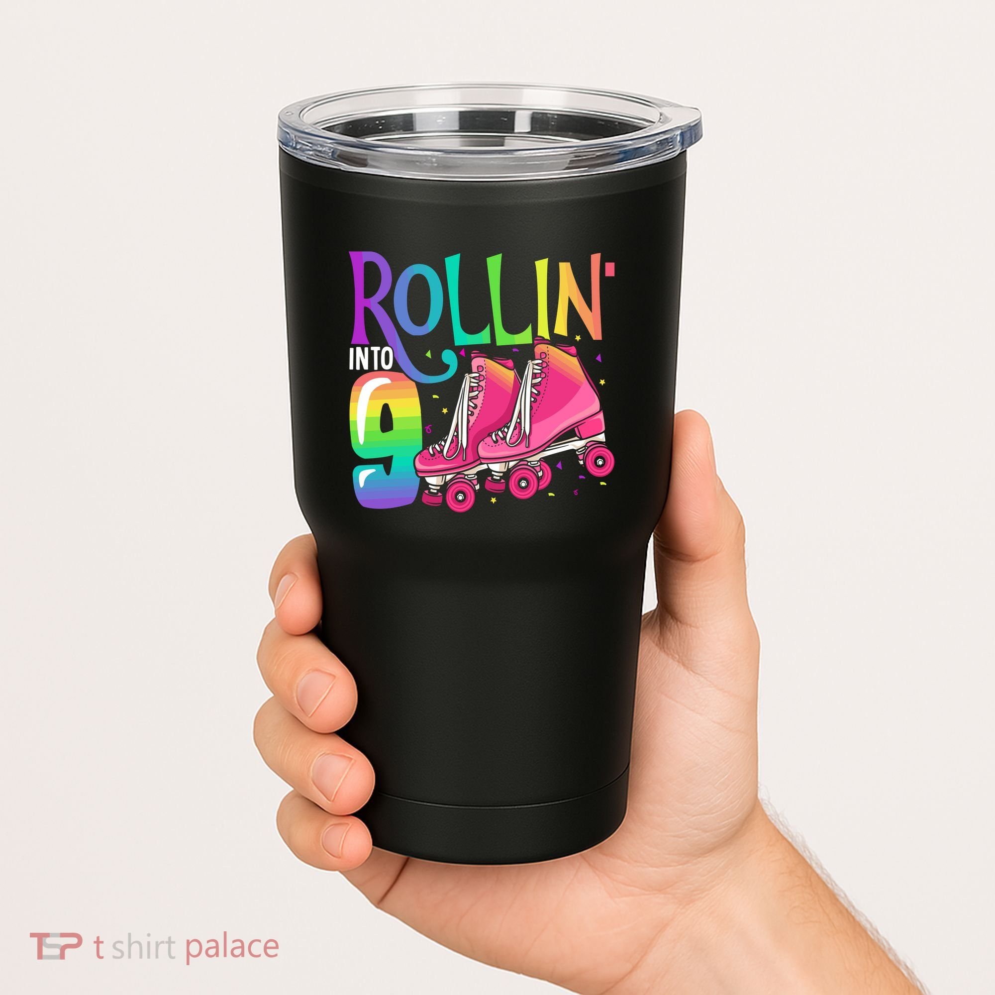 Rolling Into 9 Years Old Roller Skating Girl 9th Birthday Tumbler